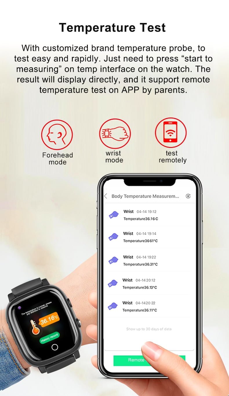 smart watch with temperature sensro app