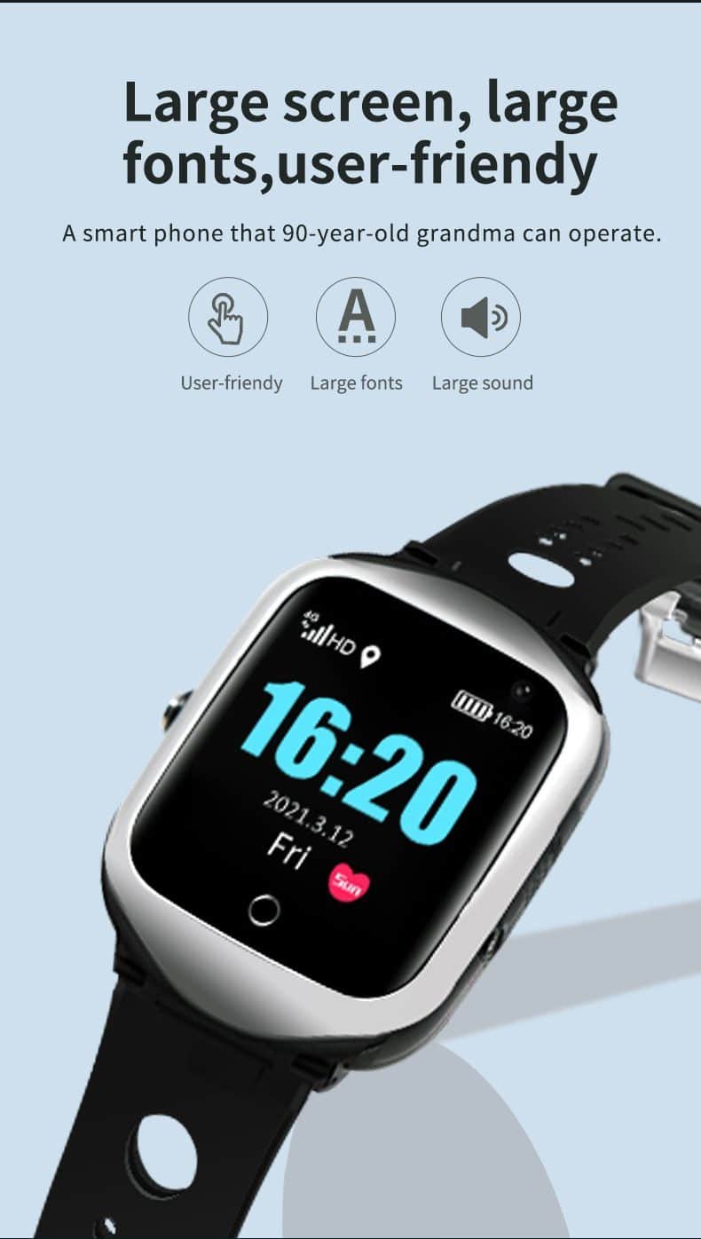 smartwatch phone large screen large fonts