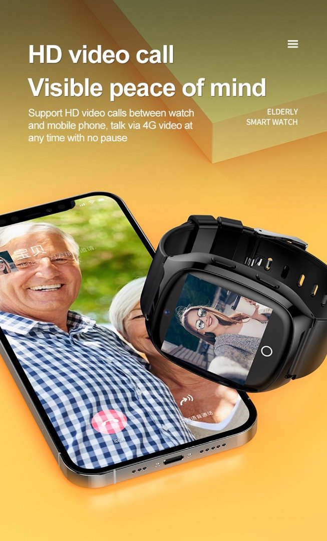 Elderly Smartwatch With Body Temperature Video call
